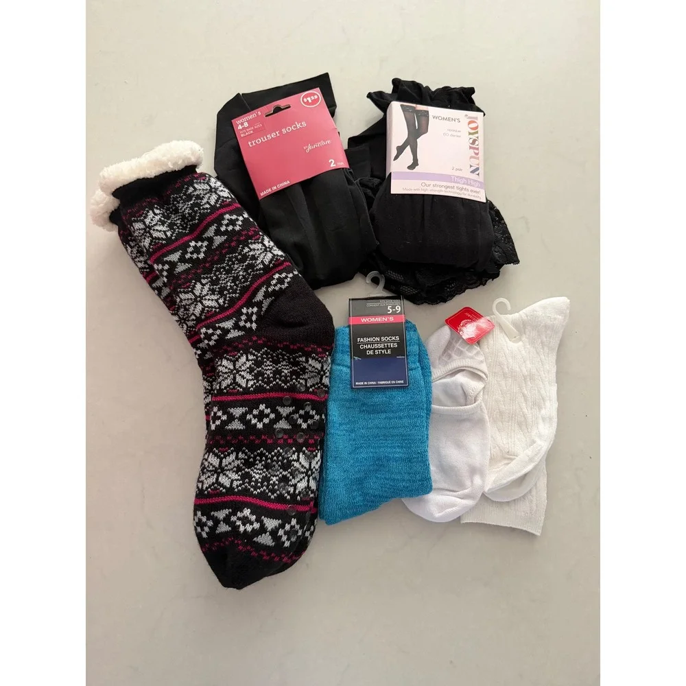 Womens Sock Bundle Joyspun Thigh‎ Highs Sweater Socks Trouser Socks 5 Pair Set